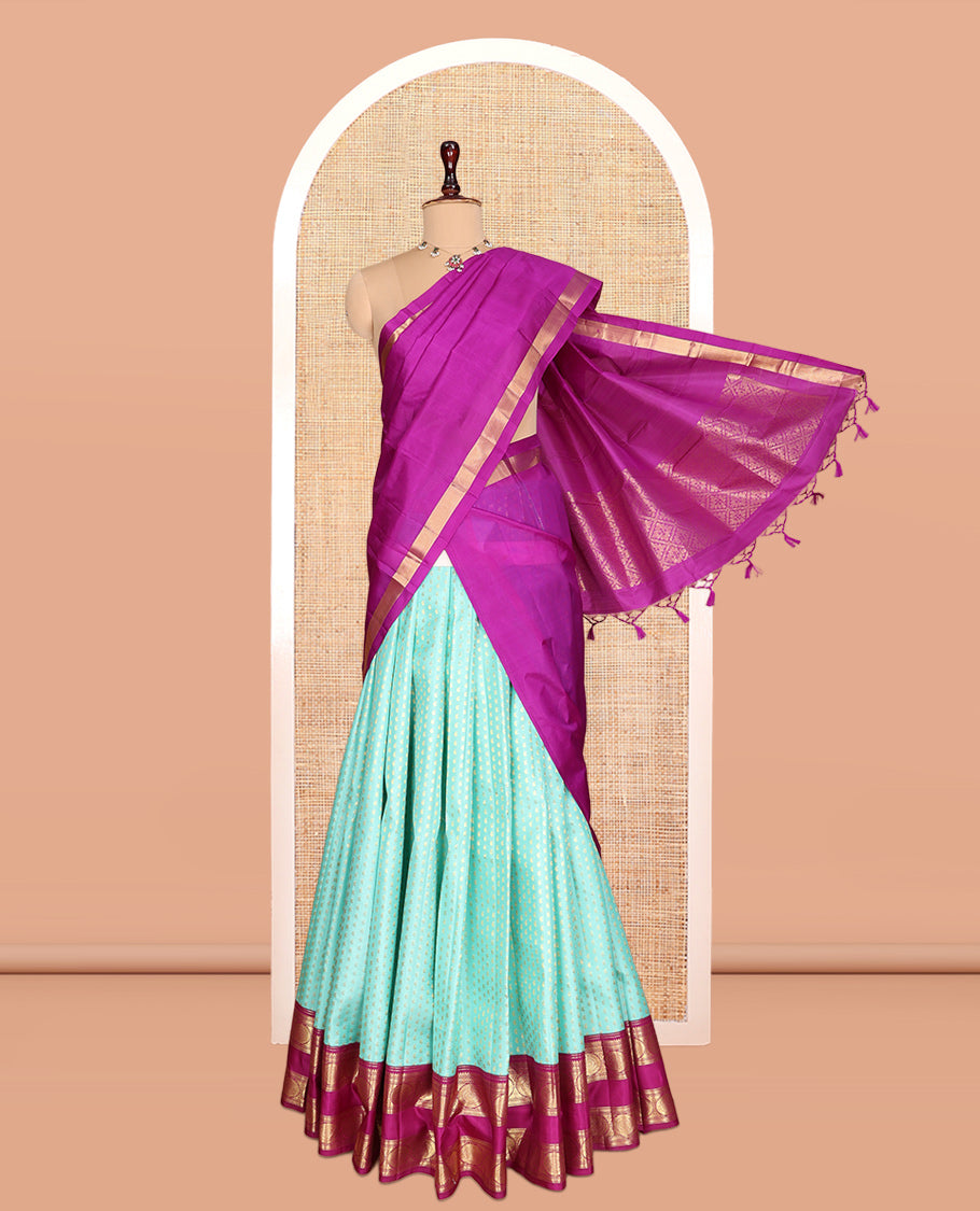 Blue Pure-Silk Half-Saree