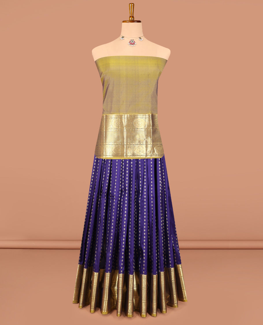 Blue Pure Silk Half Saree