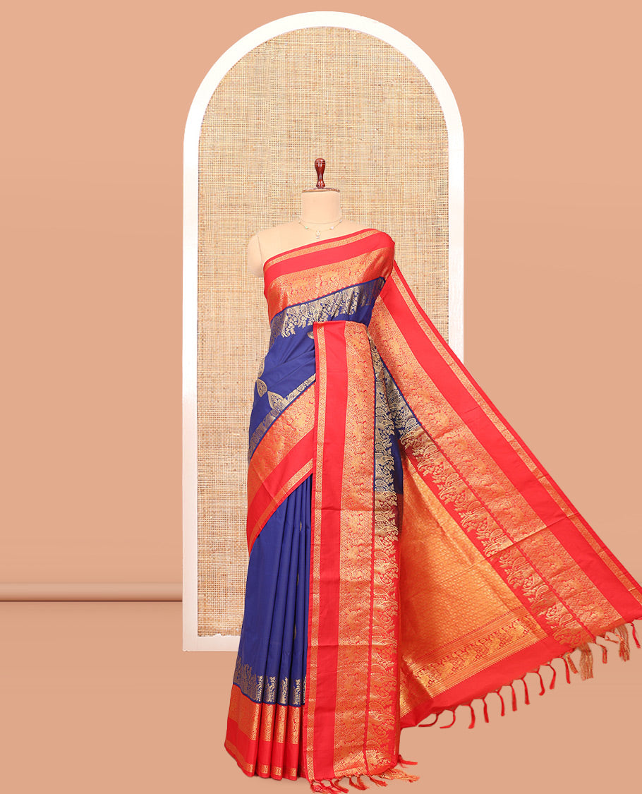 Navy Blue Butta Budget Silk Saree
