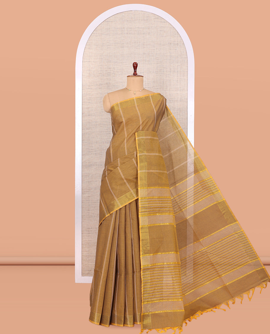 Mustard Jute Cotton Saree