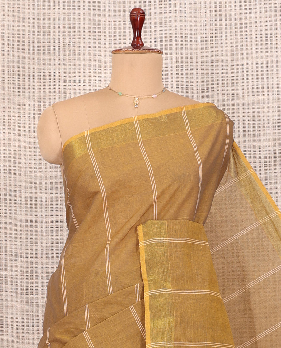 Mustard Jute Cotton Saree