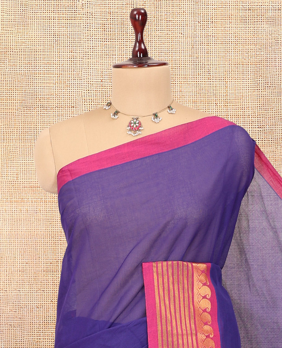 Violet Plain Venkatagiri Cotton Saree
