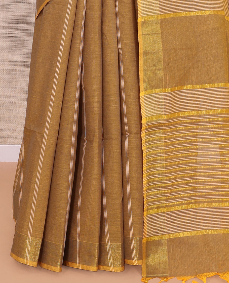 Mustard Jute Cotton Saree