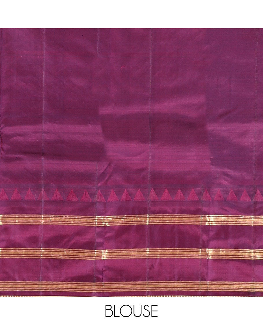 Mustard Checked Vasundhara Lite Silk Mix Saree,Contrast Temple Border,Grand Pallu,Contrast Blouse
