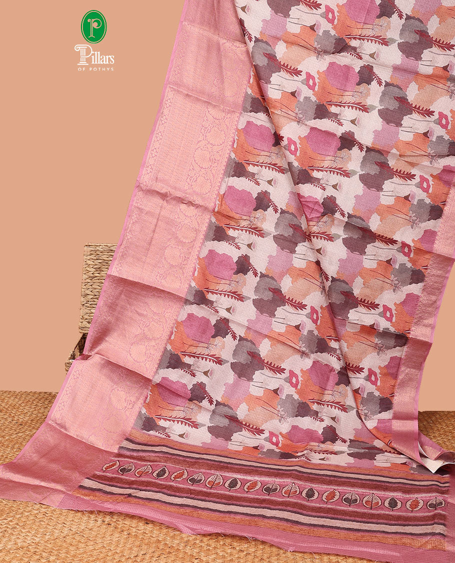pink kotta checks design with big zari weaving border