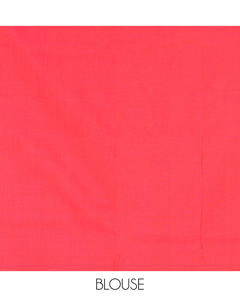 Light blue floral design ikkat cotton saree with contrast border & geometric design pallu