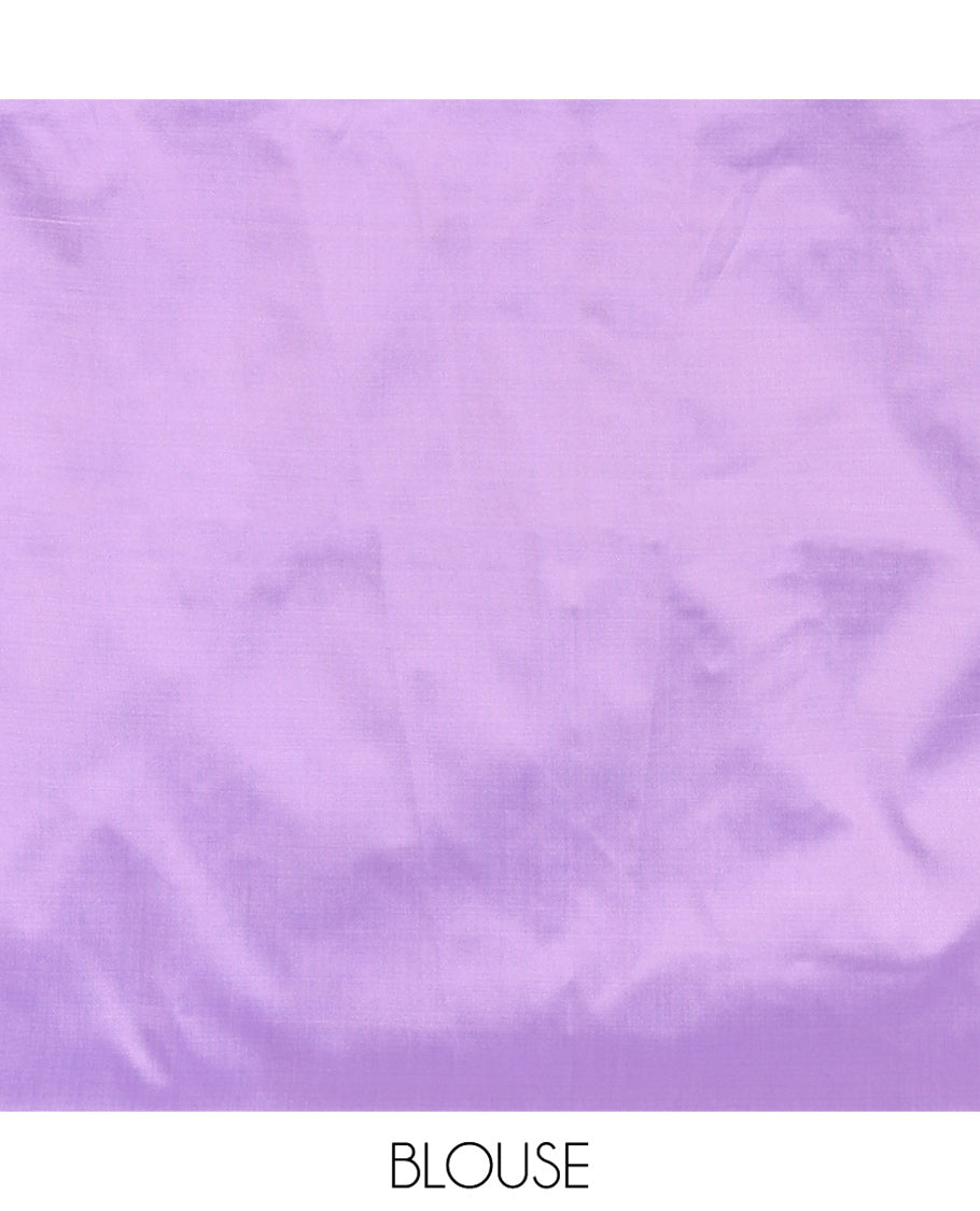 Borderless Royal Blue Semi-Soft Silk Saree Detailed with Bird-Floral Buttas All Over Its Body, Complemented by a Contrast Intricately Designed Pallu, and Paired with a Contrast Plain Blouse