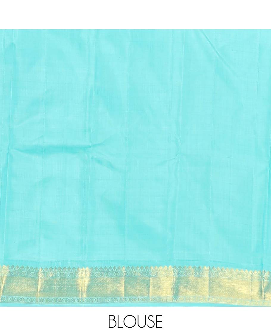Grey veldhari zari stripes Kanchipuram korvai silk saree, contrast neer korvai border of rekku, muthu, mayil kann, and round chakram designs, and jaal pallu