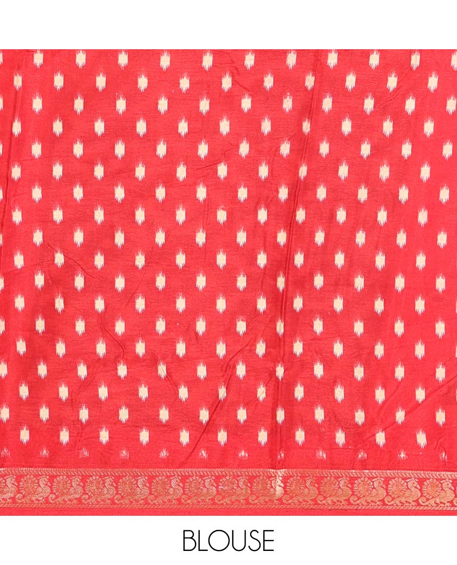 Black floral vine printed Assam cotton saree,contrast border of ikat elephant print & zari peacocks,ikat jaal pallu & ikat print blouse