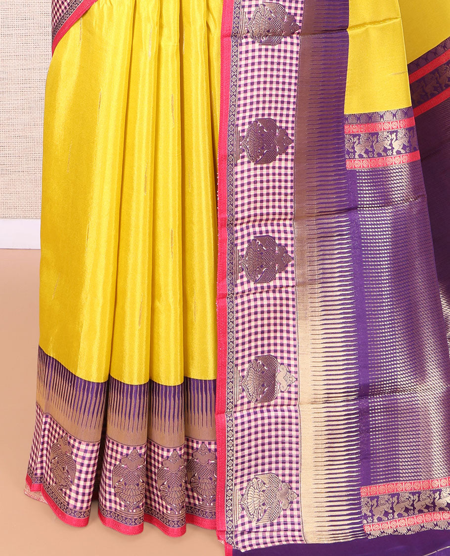 Mustard Raindrop Butta Semi-Mysore Silk Saree