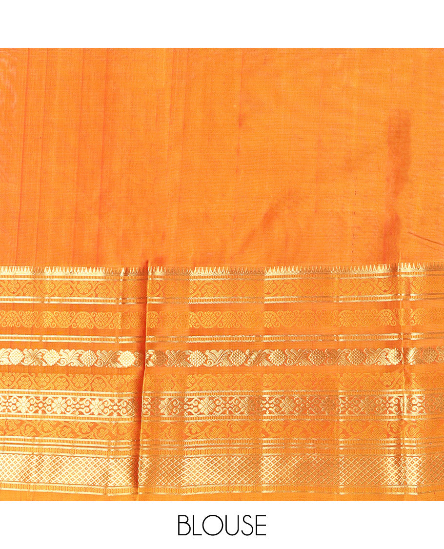 Red Venkatagiri Silk Saree, Mesmerized with Pichwai Lotus Buttas All Over Its Body, Complemented by a Contrast Traditional Zari Design Border, Pallu of Jaal Designs, and Paired with a Contrast Blouse