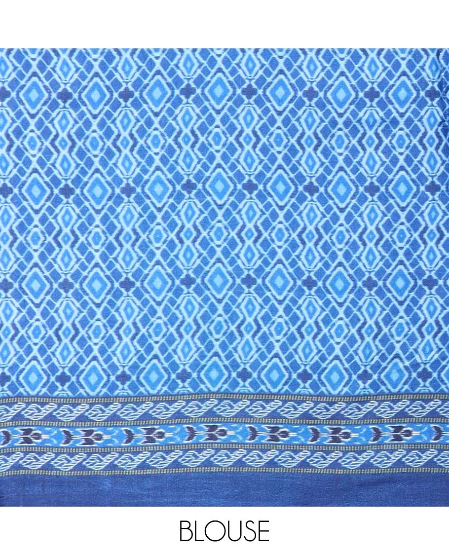 Red motifs semi-banaras printed saree with contrast pichwai border & geometric,floral design pallu