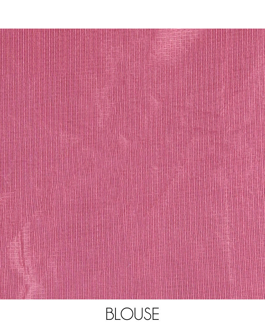 Sea green-pink floral vine chickankari embroidered kota chex saree, lace border, floral vine chickankari embroidered pallu, and contrast plain blouse
