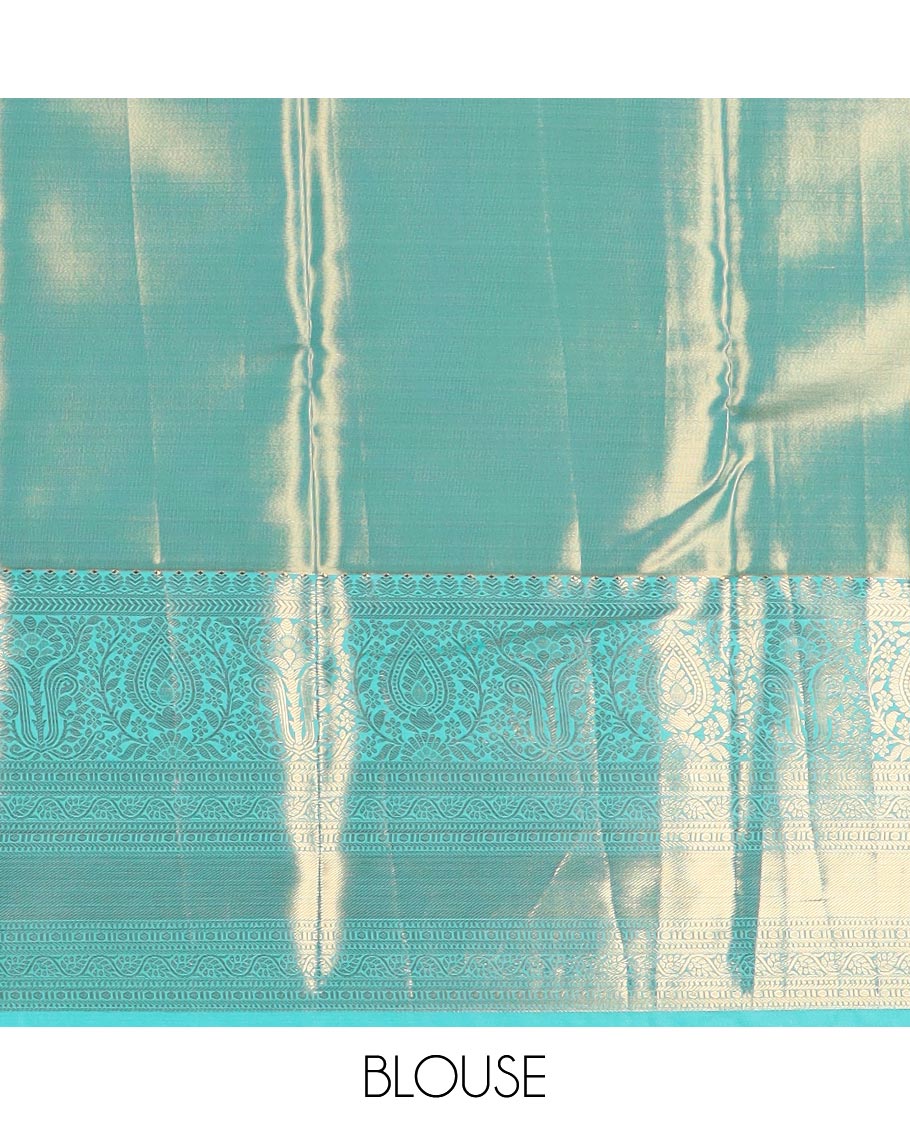 Orange zari jacquard budget silk saree, contrast traditional zari design border, and intricate pallu