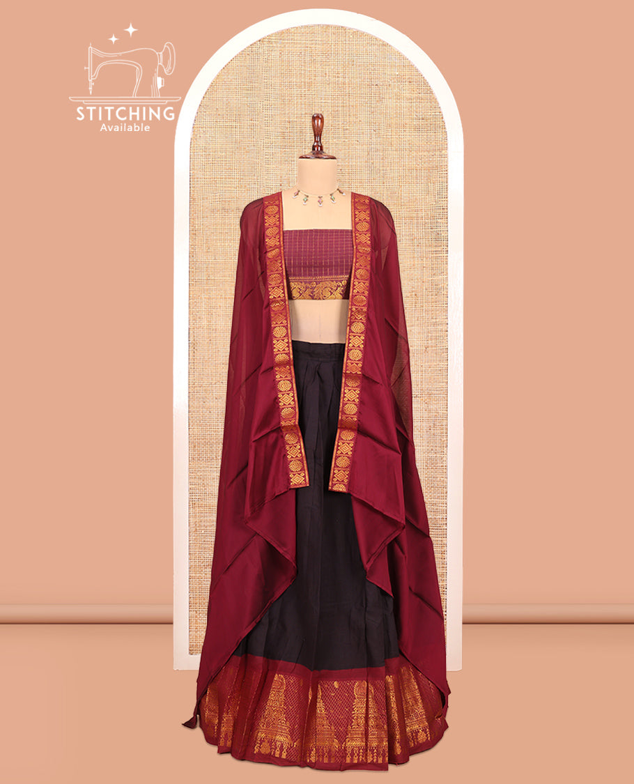 Black Sungudi Cotton Half-Saree
