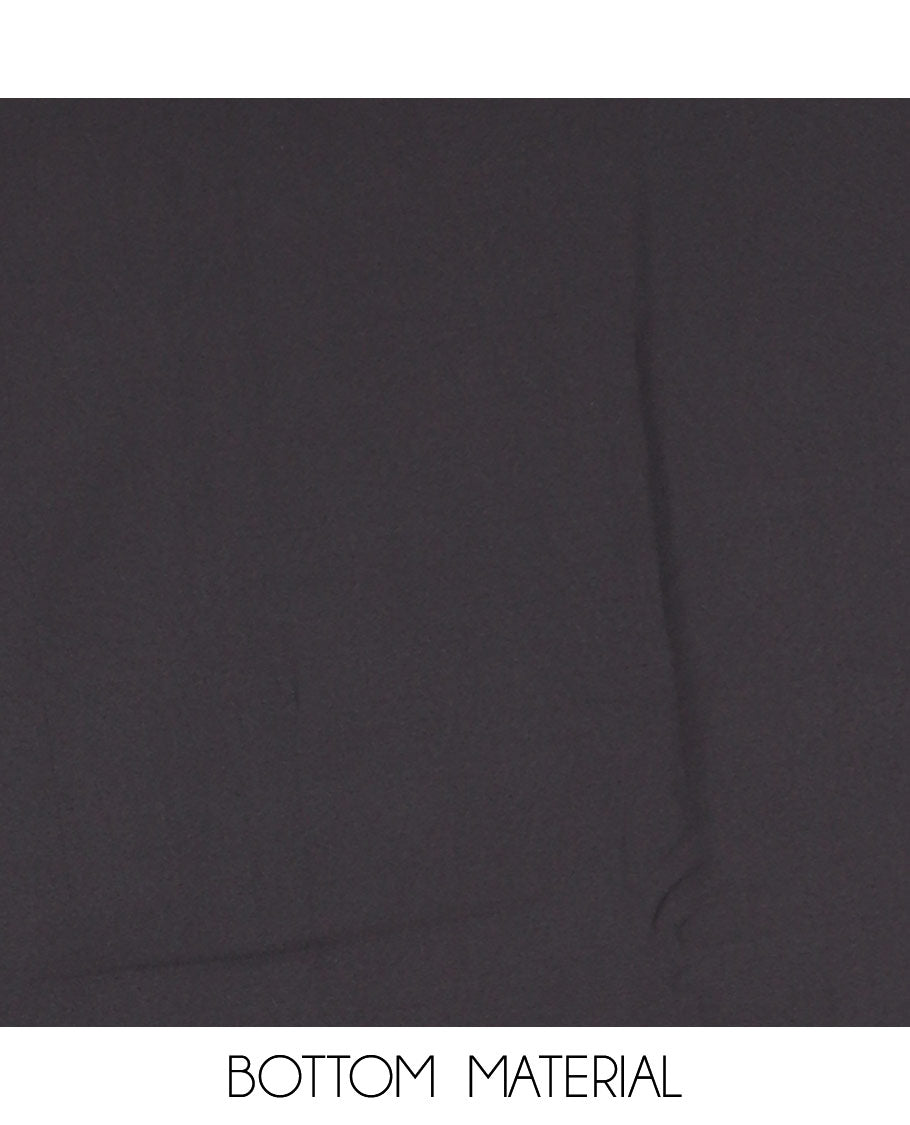 Black and green organza material churidar set, Lucknowi chikankari floral vine embroidery top, plain bottom, and contrast floral embroidery dupatta