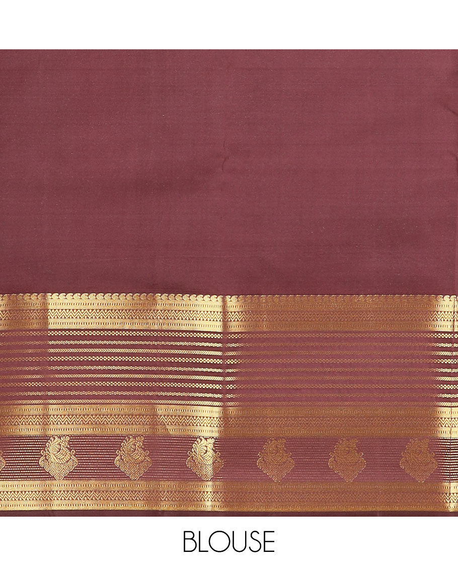 Grey floral buttas vasundhara elite silk saree with contrast intricate zari design border & ogee design pallu