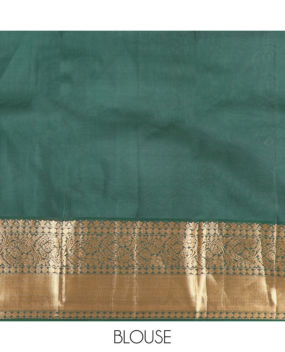 Sandal floral design kancheepuram silk saree with self border of intricate zari design border & floral design pallu