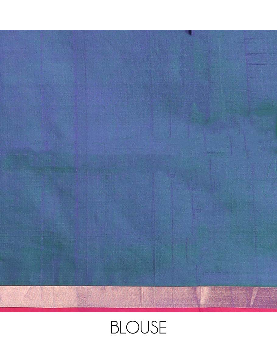 Dark Blue motifs uppada silk saree with contrast zari border & floral vine design pallu