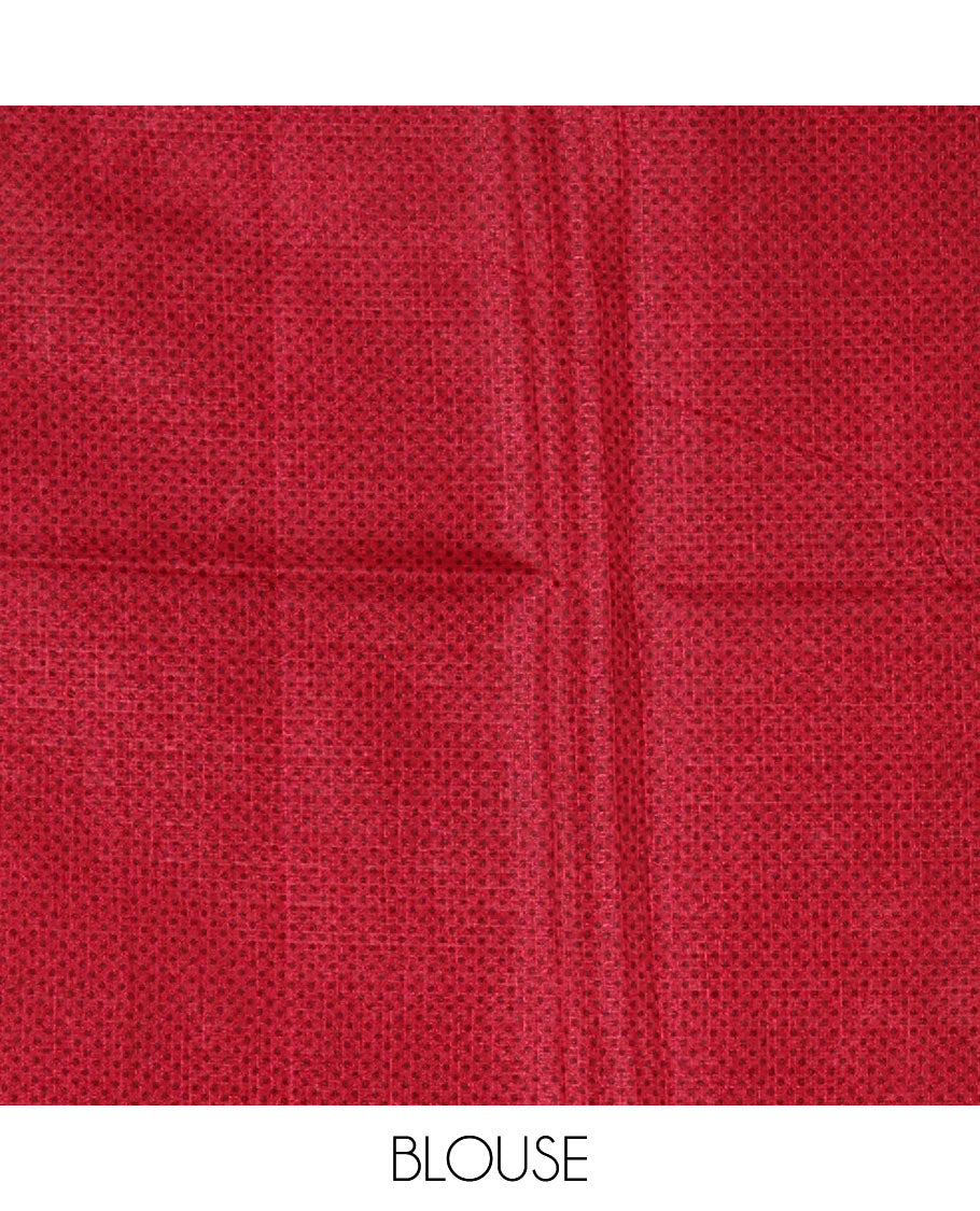 Peach madhubani-style fish printed khadi cotton saree, floral printed border, madhubani printed pallu & contrast polka dots printed blouse