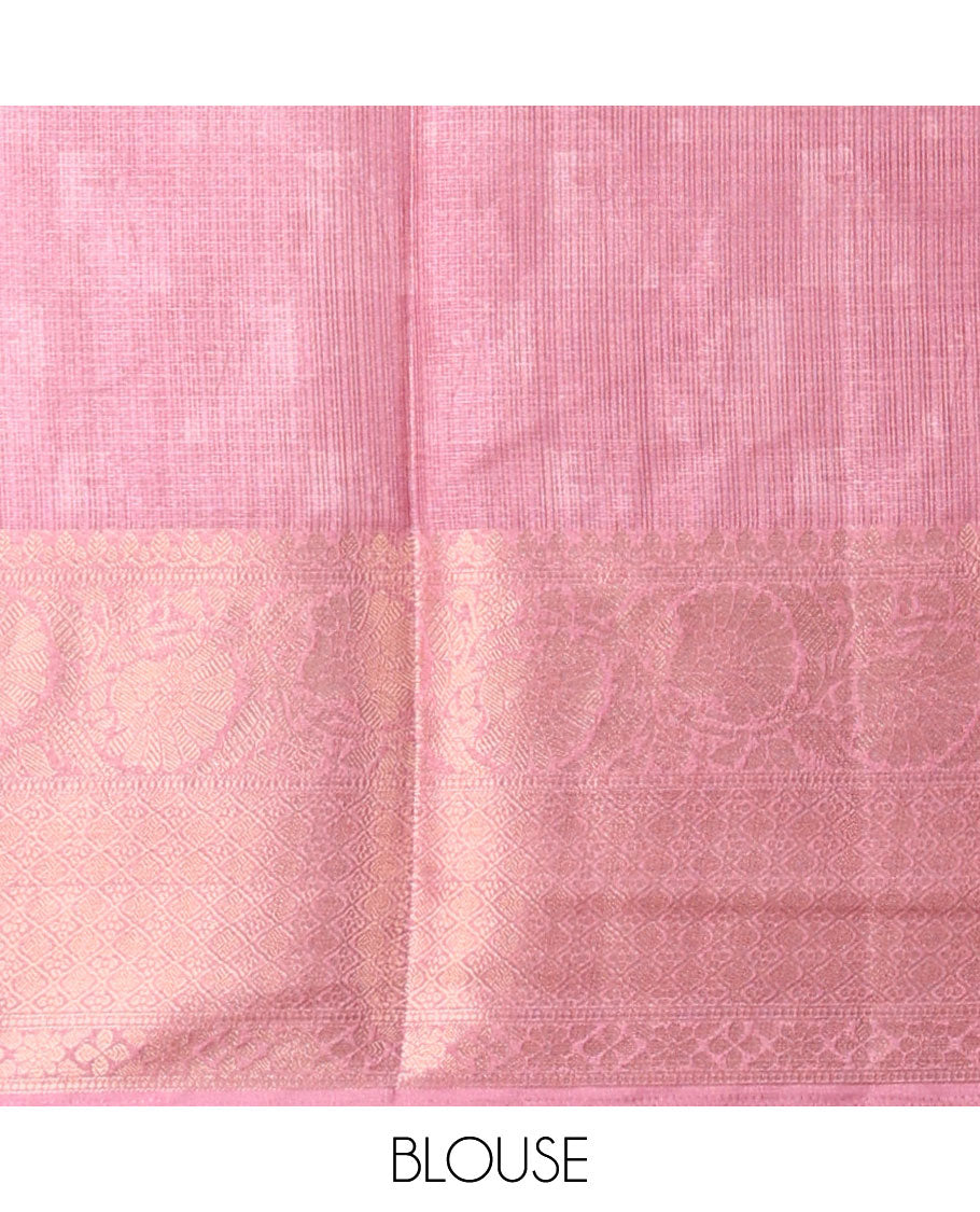 pink kotta checks design with big zari weaving border