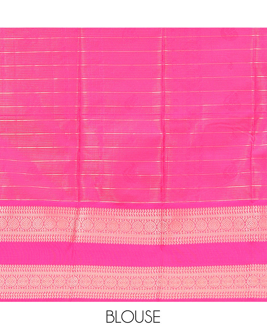 Blue Art Silk Half-Saree Pavadai Material Features a Zari-Design Skirt, a Contrast Traditional Border, Contrast Blouse, and Scallop Embroidered Dhavani