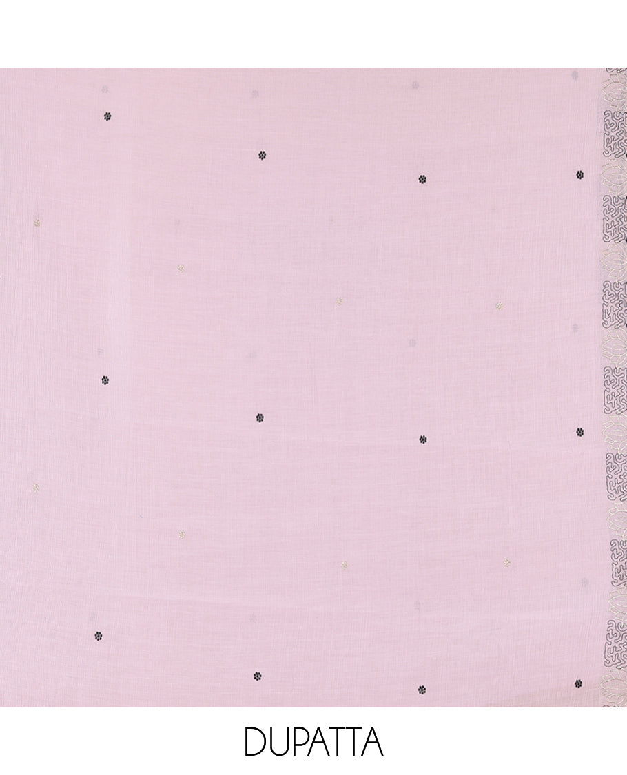 Lavender Mul Chanderi Material Chudiddar, Floral Embroidered Top, Plain Bottom, Embroidered Dupatta