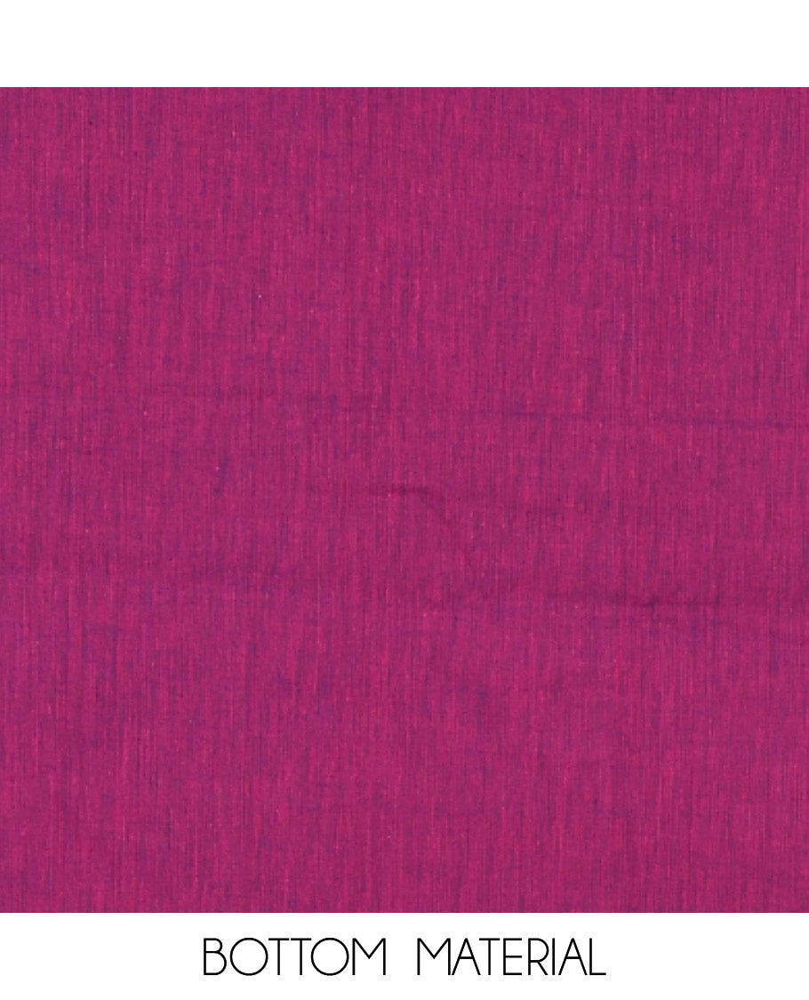 Pink Material Churidar Set, Elevated with Zari Checked Semi-Silk Top, Comes with a Contrast Plain Soft Cotton Bottom, and a Contrast Semi-Silk Dupatta, Pictures a Herd of Elephants