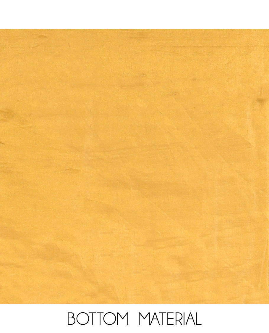 yellow chudidhar material vichitra silk neck zari border with bum bum work , santoon material pants & double side border vichitra silk dupatta