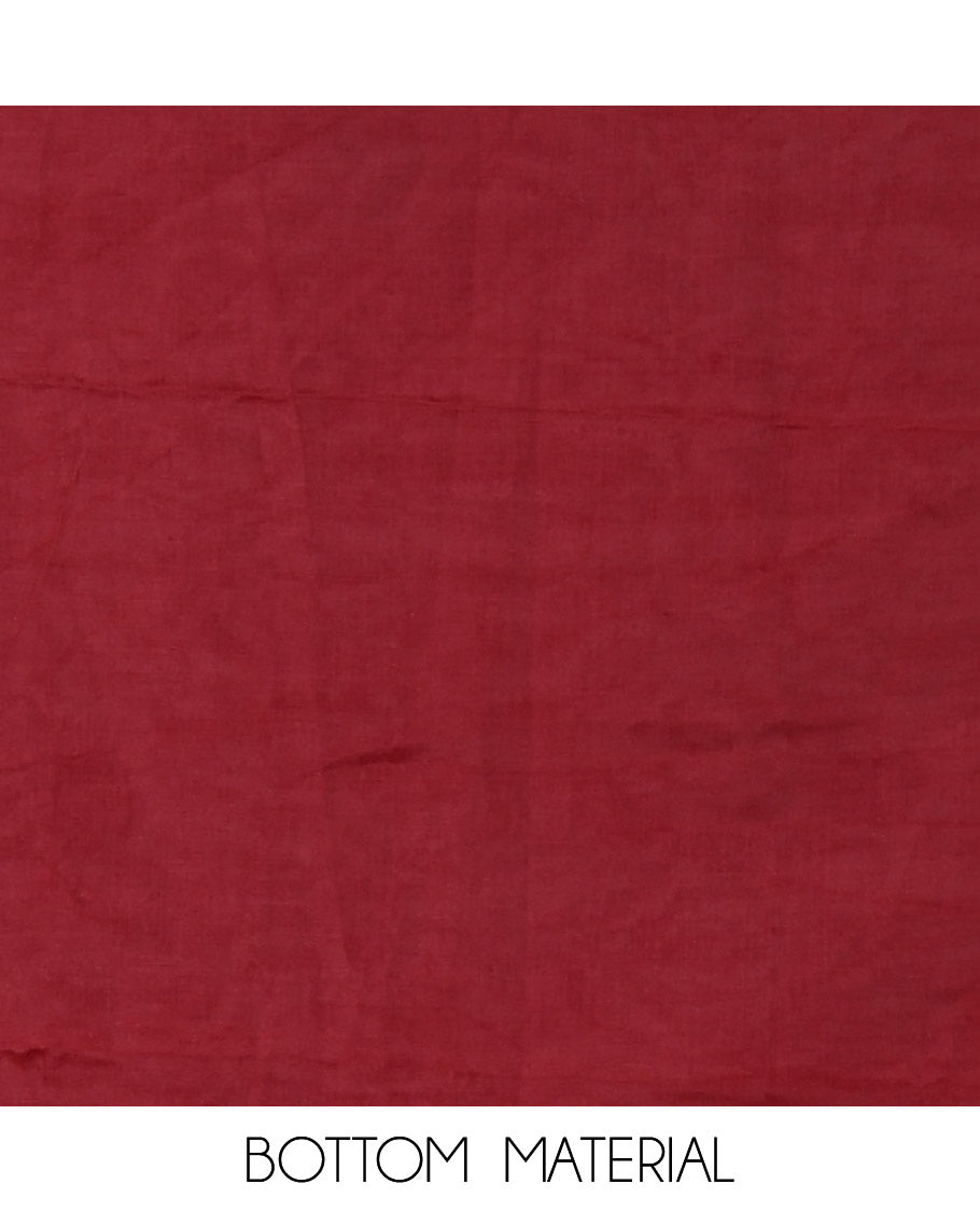 Maroon material chudidar set, sequins work with floral Aplic embroidered Vichitra silk top, matching bottom, and an embroidered dupatta