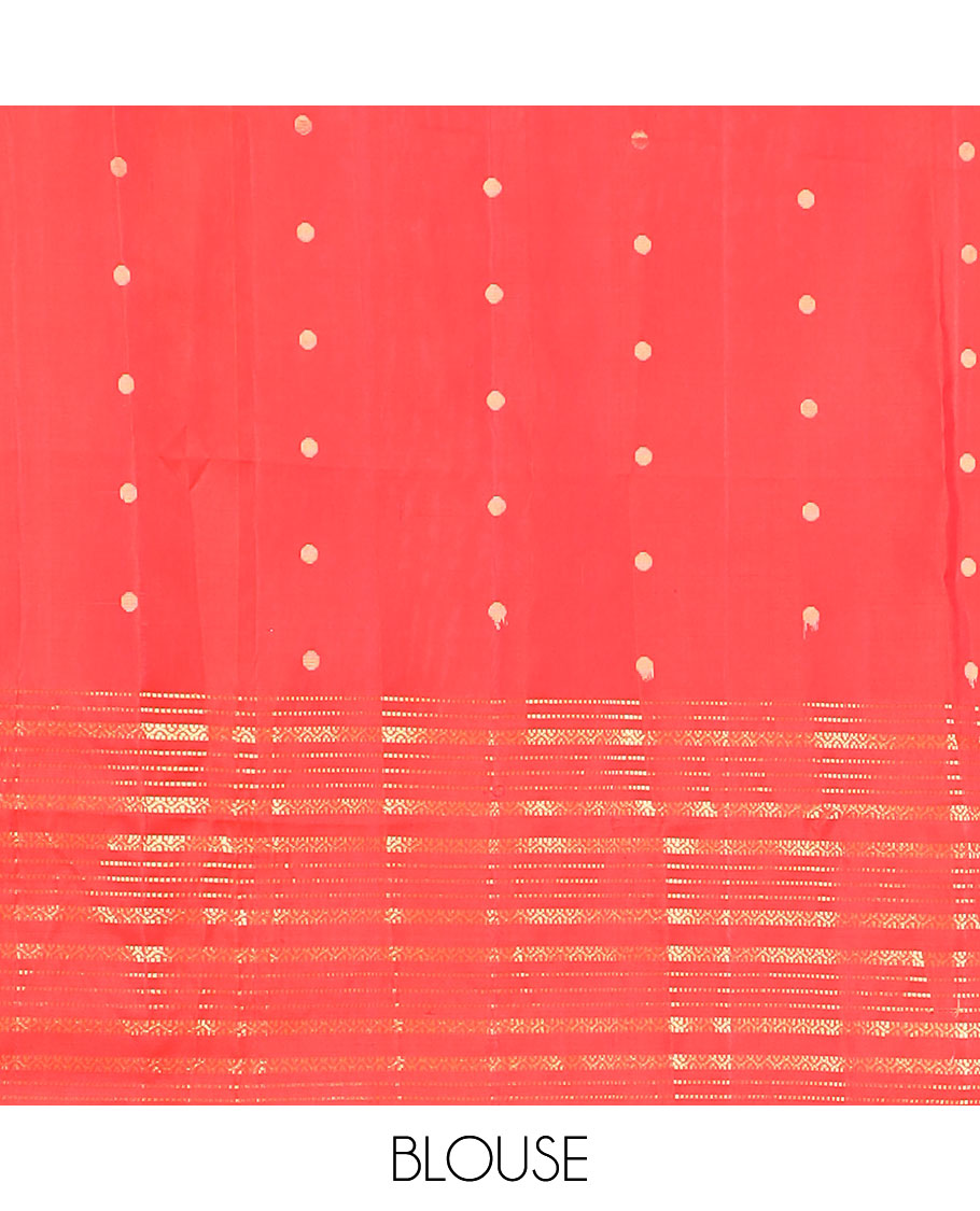 Red striped design mayuri soft silk saree with self traditional zari design border & intricate zari design pallu