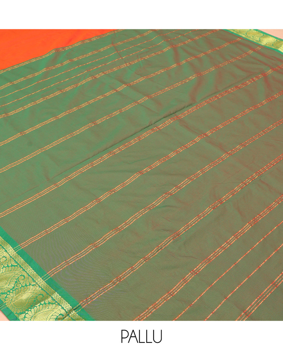 Orange Plain Ten-Yard Art Silk Saree