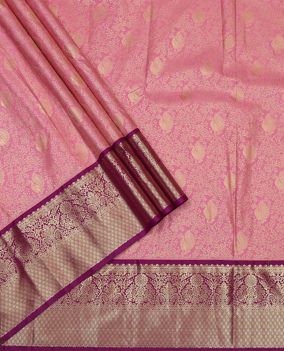 Pink Art Silk Pavadai Material Set
