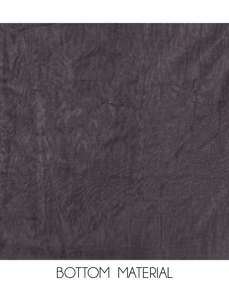 Black Mul Chanderi Material Chudidar Features Jamdani-Floral Top, Plain Bottom, Jamdani-Floral Dupatta