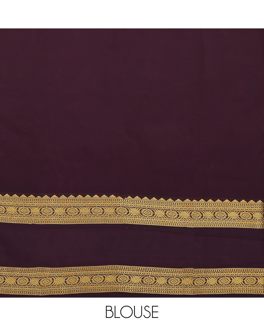 Orange Budget Silk Saree, Adorned with Zari Buttas and Stripes on Its Body, Complemented by Contrast Traditional Zari Design Rettai Pettu Border, Grand Jaal Pallu, and Paired with a Contrast Blouse