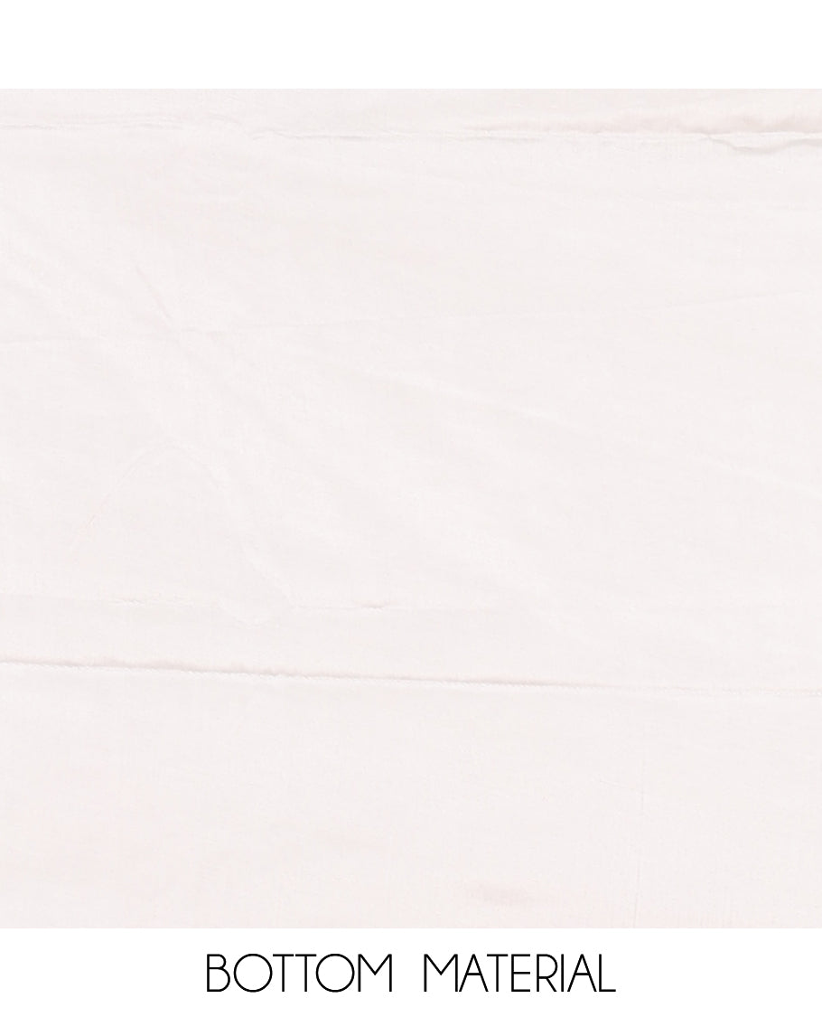Cream-Pink Semi-Silk Material Chudidar, Lotus Printed Top, Matching Bottom, Lotus Printed Dupatta