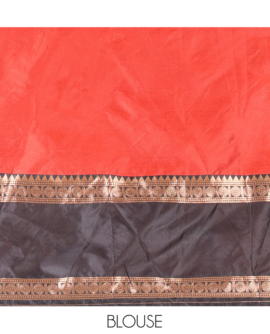 Rust Semi-Silk Half-Saree