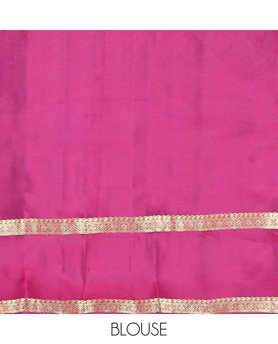 Blue kolam buttas vasundhara silk mix saree, contrast butta enclosed jaal pallu & rettai pettu border of manga, muthu, kathir & kodi visiry