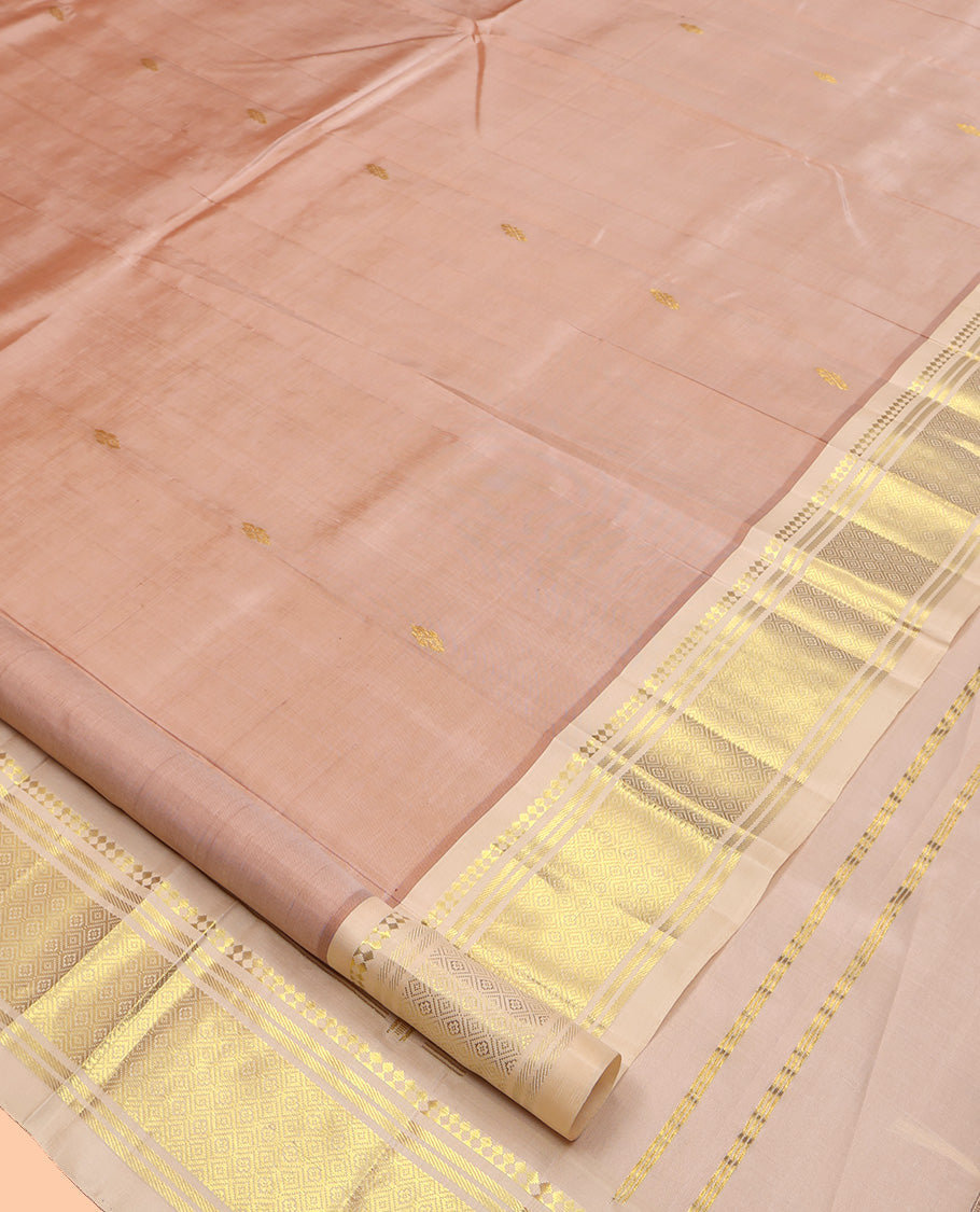 Light Sandal Kanchipuram Zari Butta Silk Saree