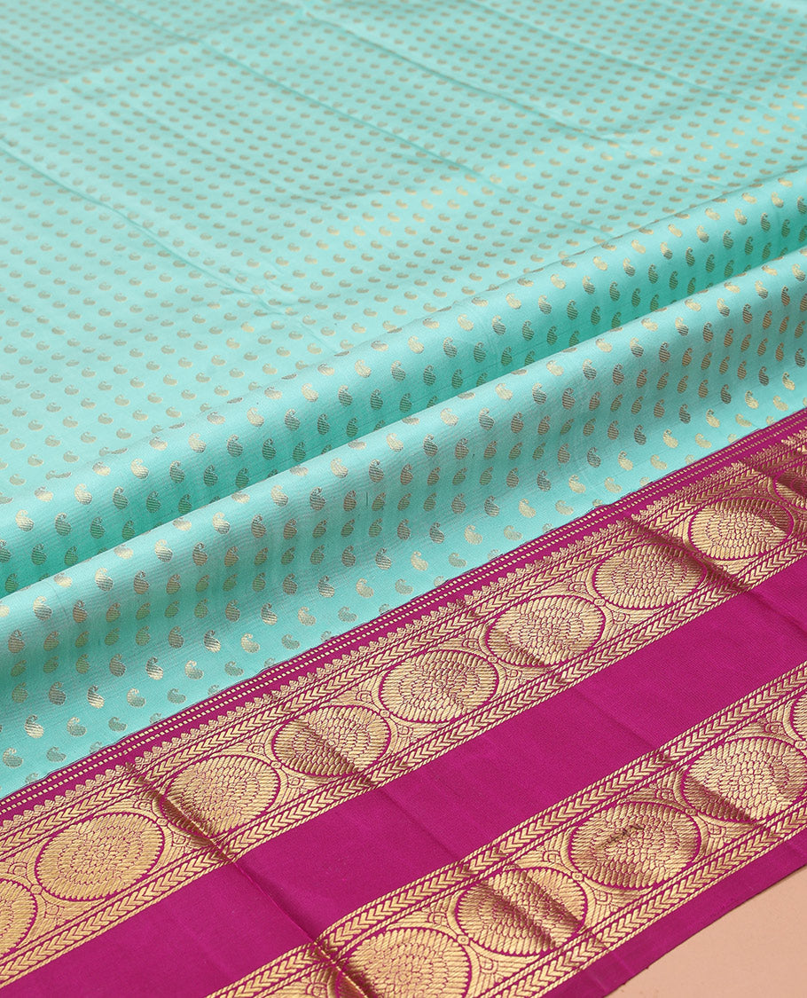 Blue Pure-Silk Half-Saree