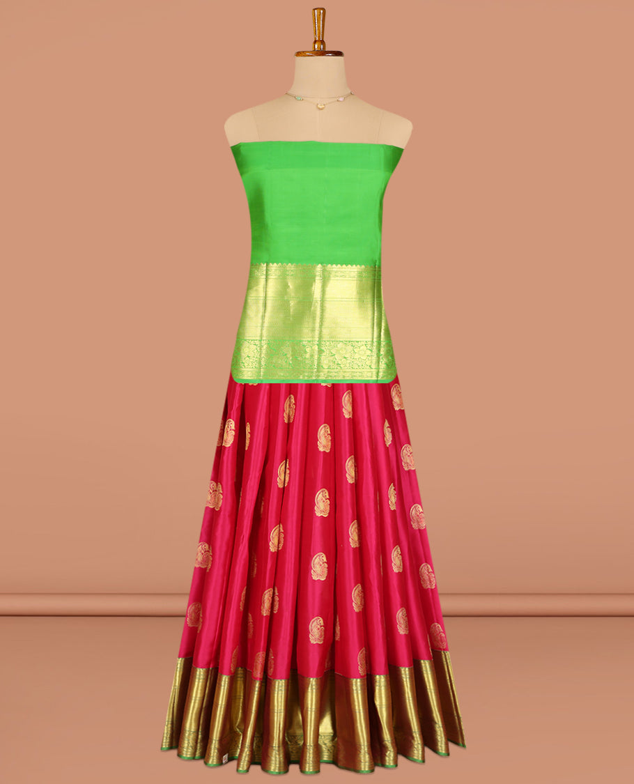 Red Pure Silk Pavadai Material Set