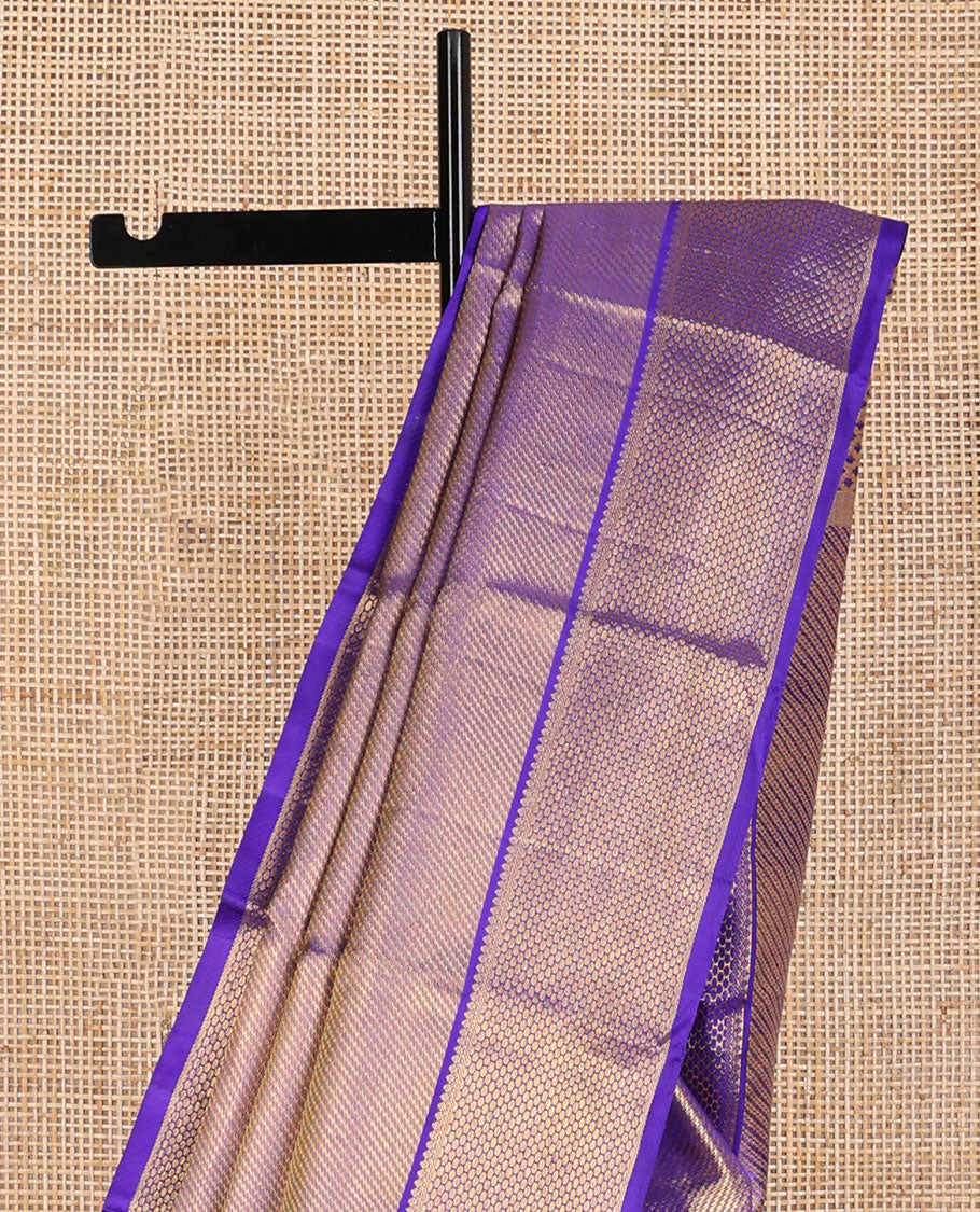 Blue zari jacquard kancheepuram silk saree, zari border of traditional designs & pallu of jaal & diagonal stripes