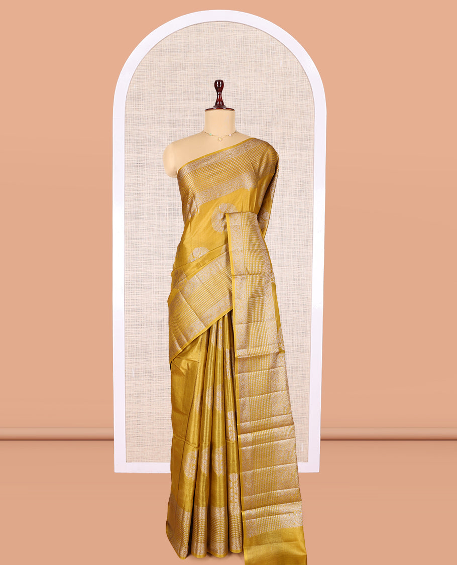 Yellow Tussar Silk Saree