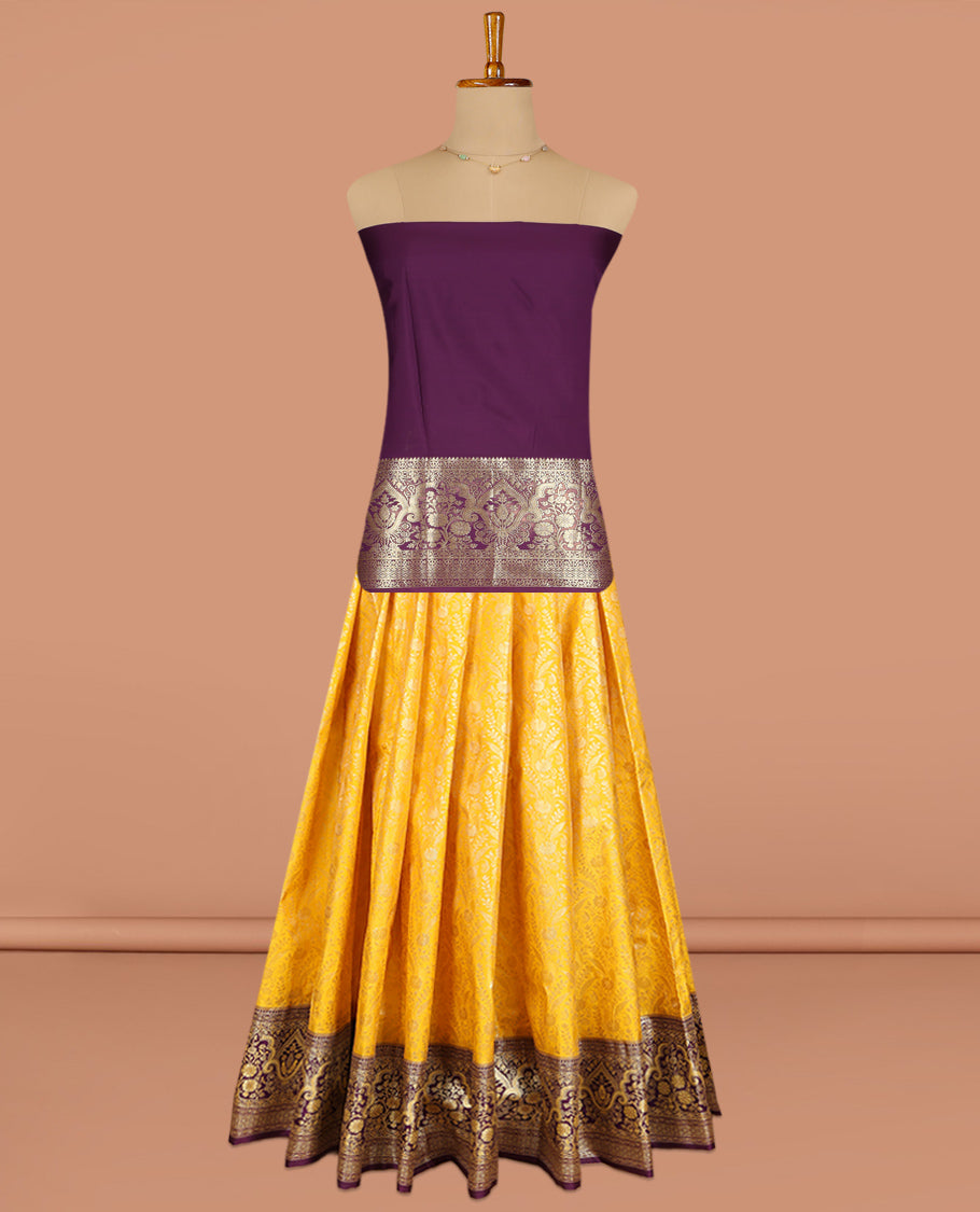 Yellow Art Silk Pavadai Material Set