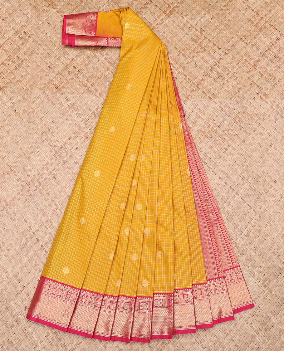 Mango Yellow Checks Budget Silk Saree