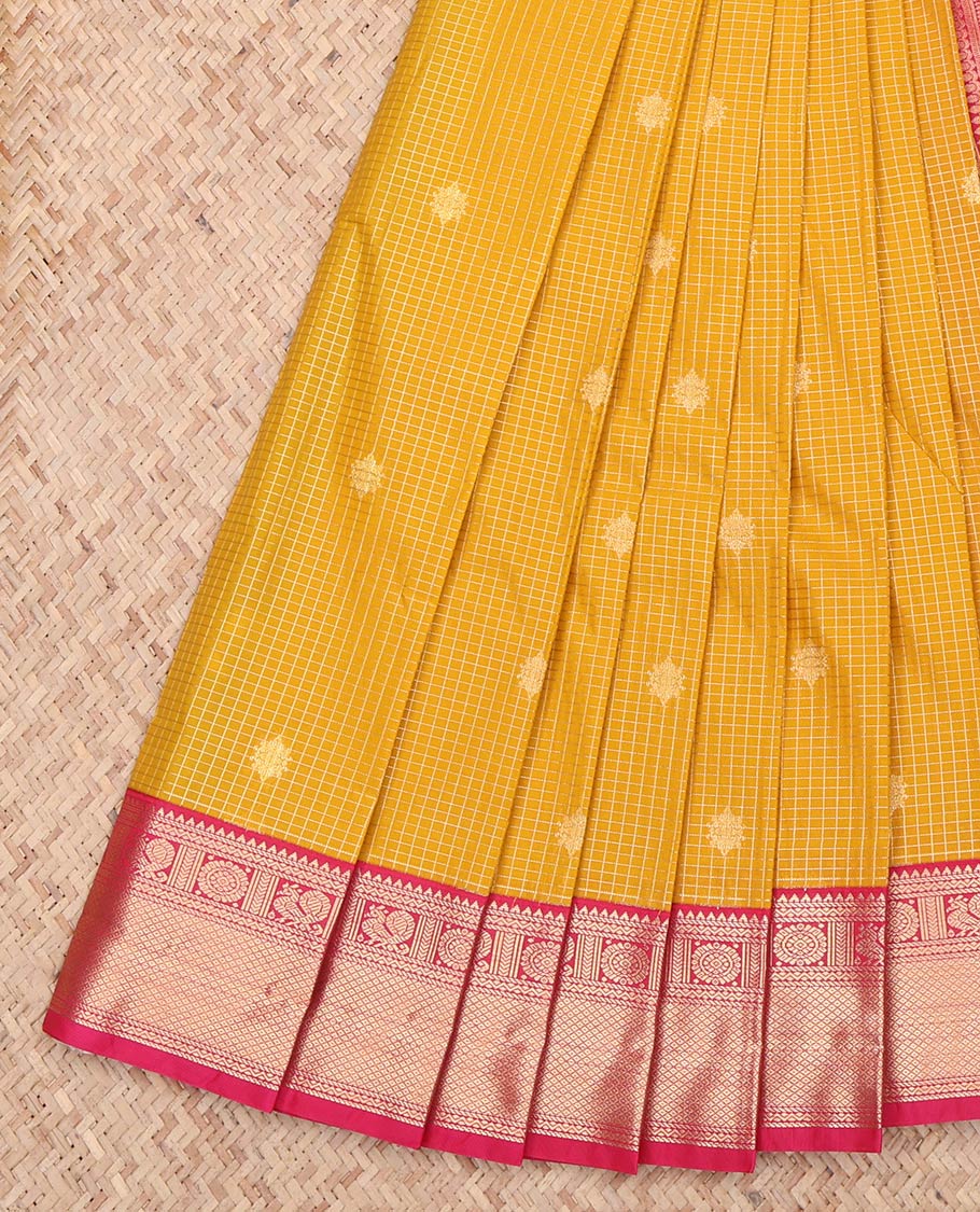 Mango Yellow Checks Budget Silk Saree