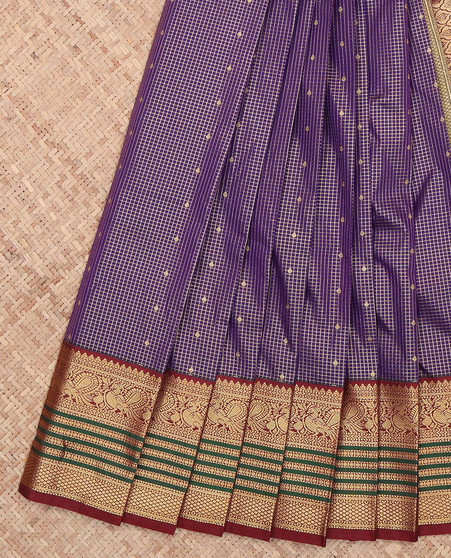 Violet Checks Budget Silk Saree