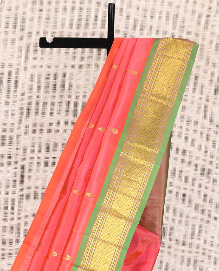 Pink Kanchipuram One Side Border Silk Saree