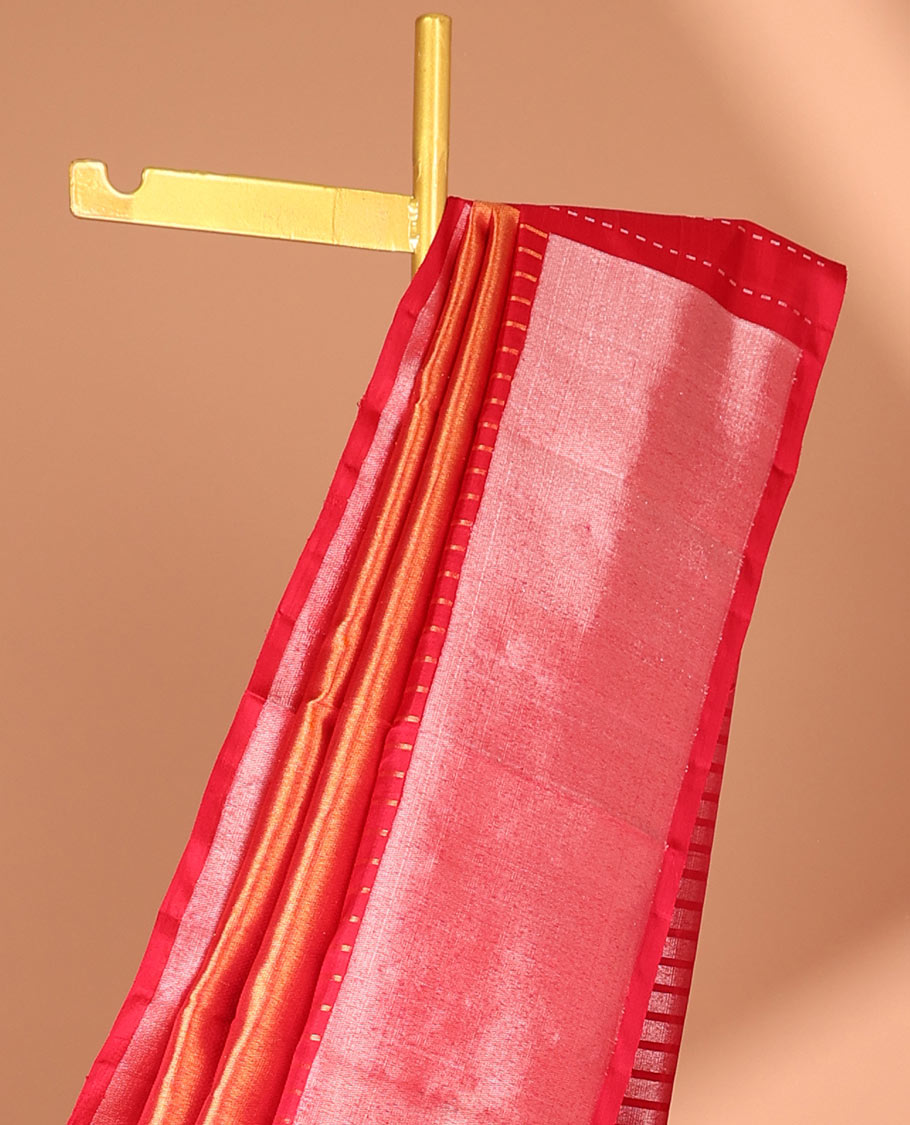 Red kanchipuram silk saree with self zari design border & bhavanji design pallu