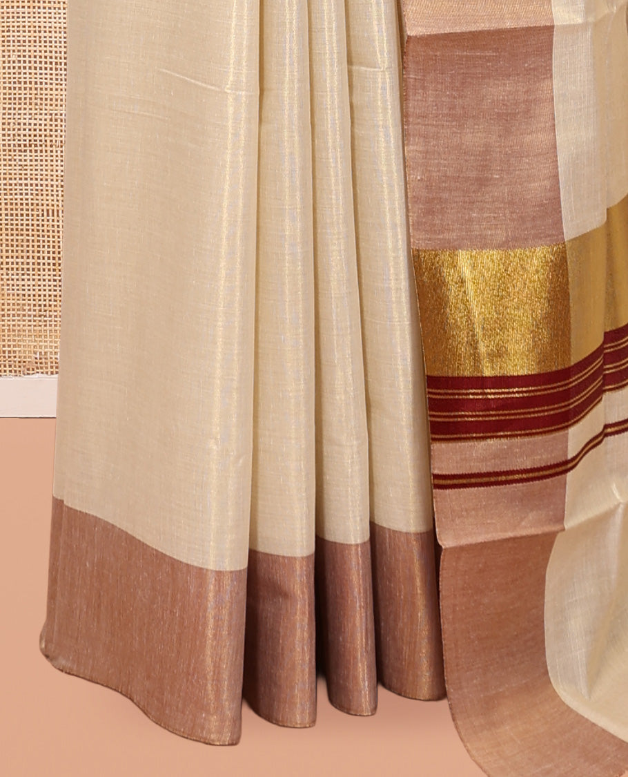 Gold Plain Kerala Cotton Saree